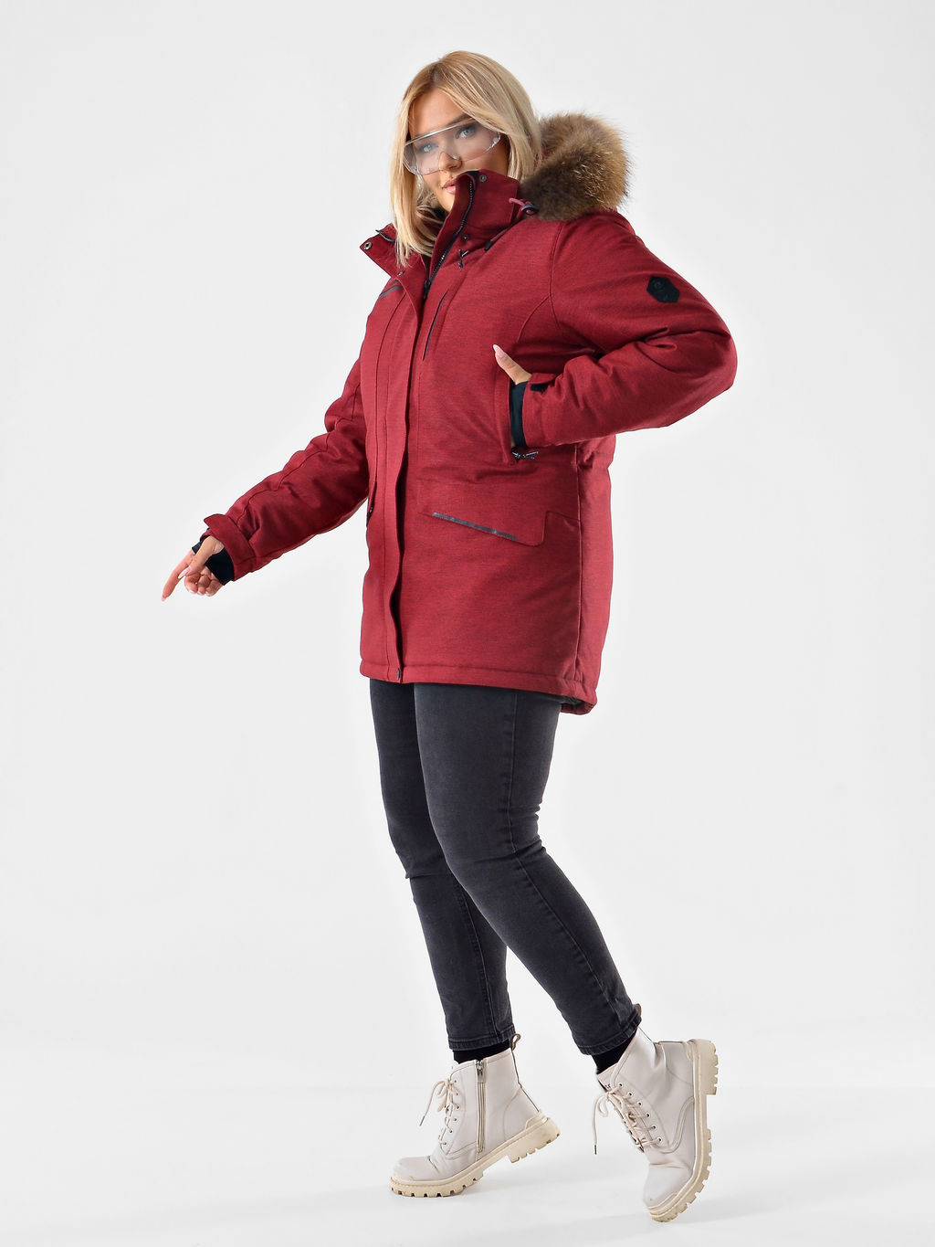 Женская городская парка / куртка Azimuth В 221/21864-1_77 Бордовый (БР)  фото 14