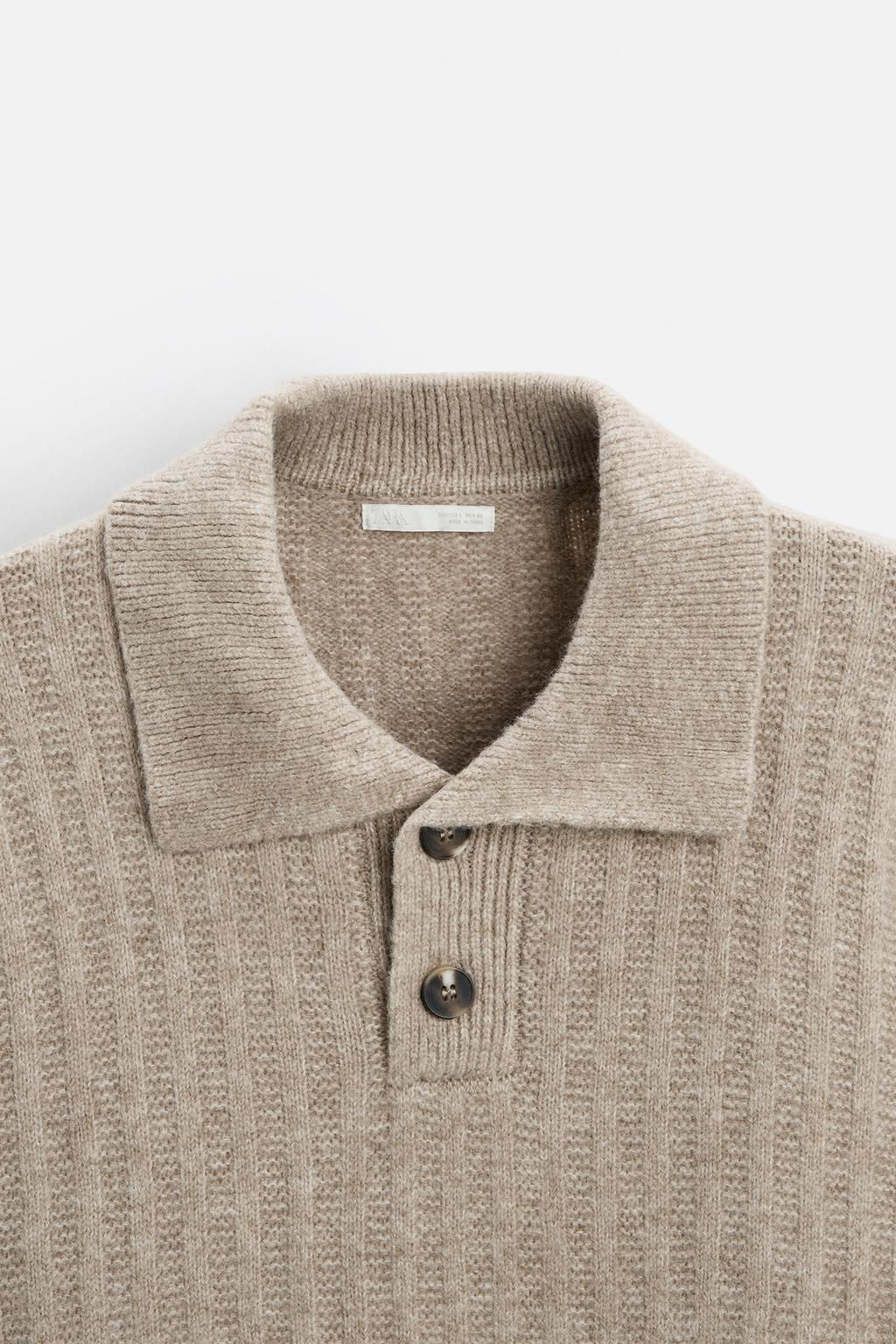RIBBED KNIT POLO SHIRT - Zara фото 8