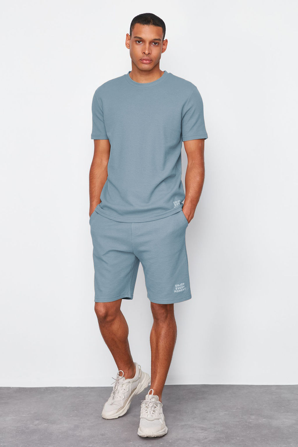 TRENDYOL MAN Mavi Regular Fit Waffle Sortlu Pijama Tak?m? TMNSS23PT00032 - Trendyolmilla фото 76
