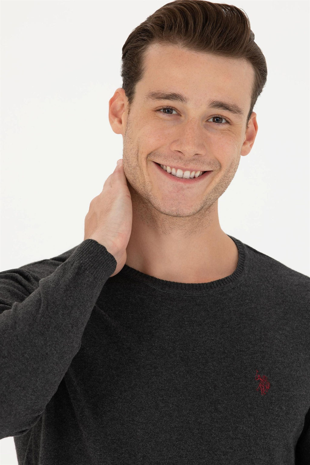 Мужской базовый свитер антрацитового меланжа - U.s. polo assn фото 8
