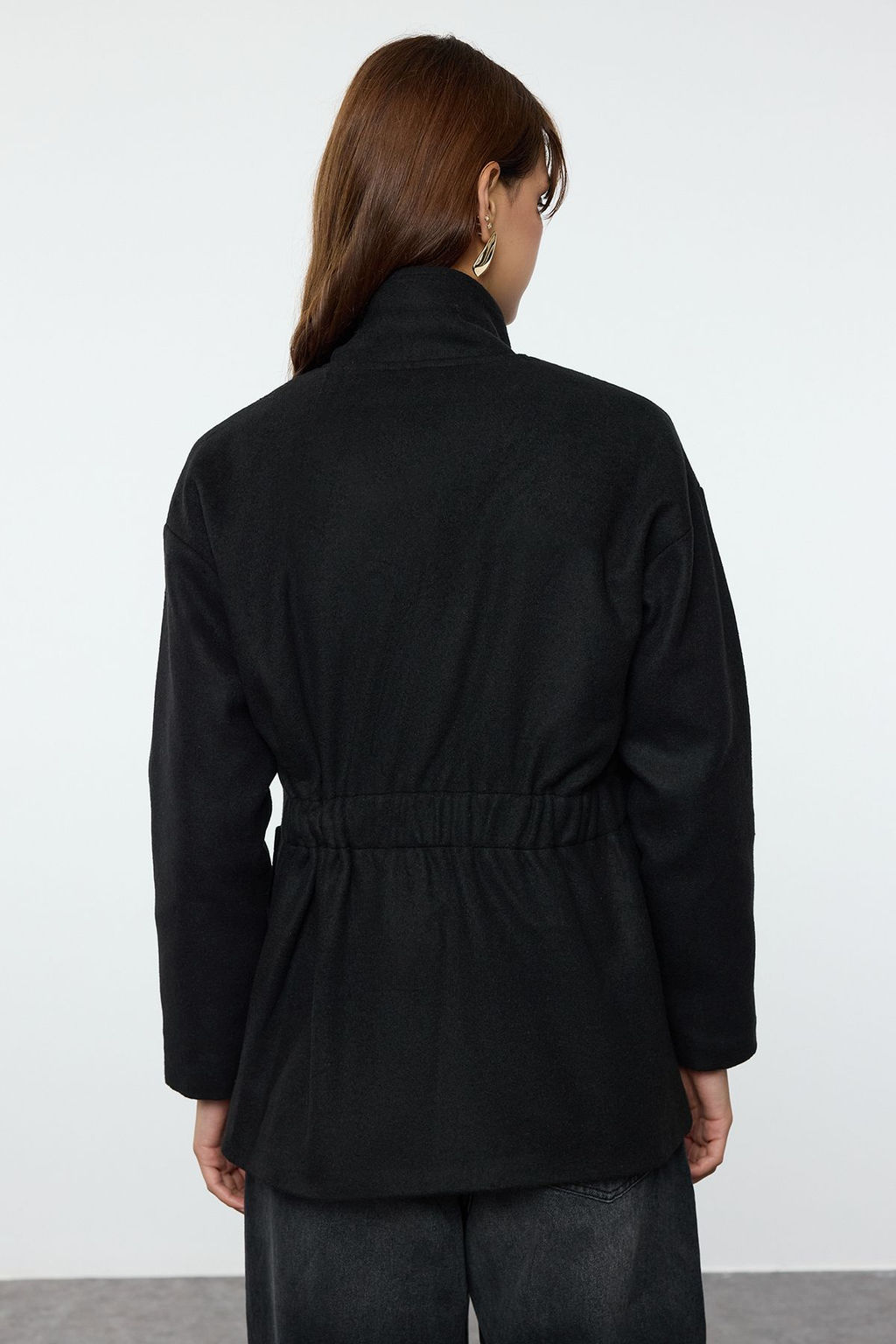 Siyah Regular Beli Lastikli Yunlu Midi Kaban TWOAW25KB00058