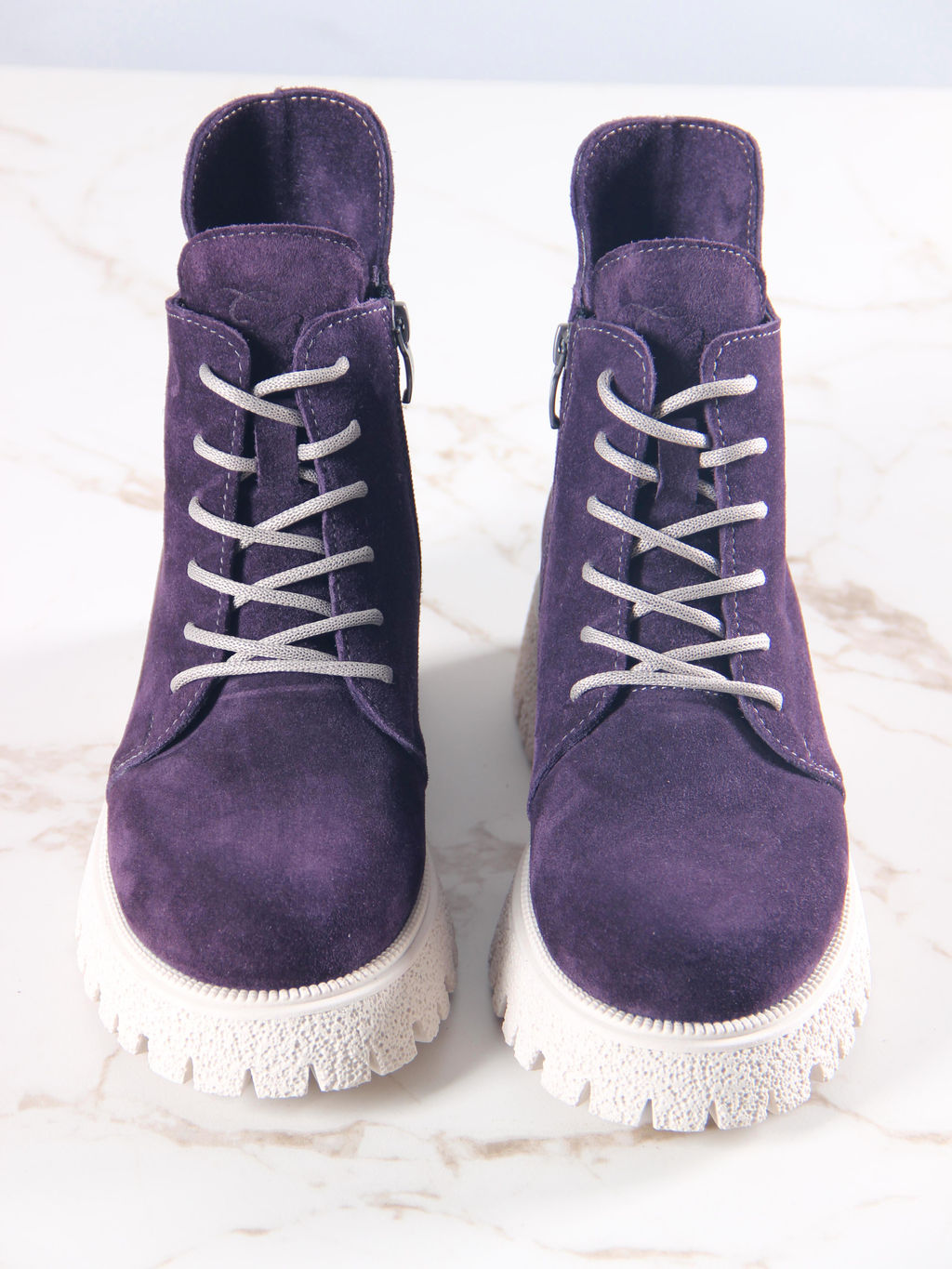 Ботинки 228.V.1541be.Сливовая замша/байка