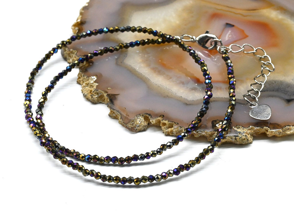 Чокер из циркона шарик гр.2мм цв.хамелеон, 38см