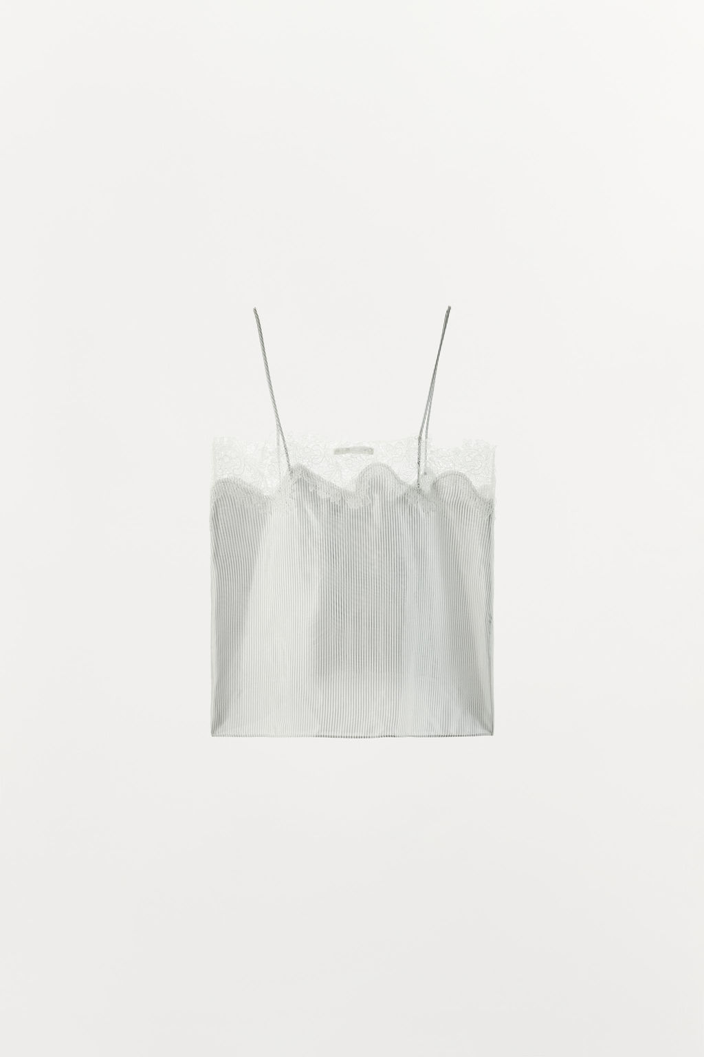 TOP TIRANTES RAYAS ENCAJE / Crudo / Beige