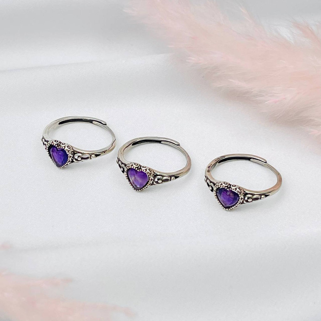 Кольцо регулируемое с камнем Аметист - Радуга самоцветов фото 2