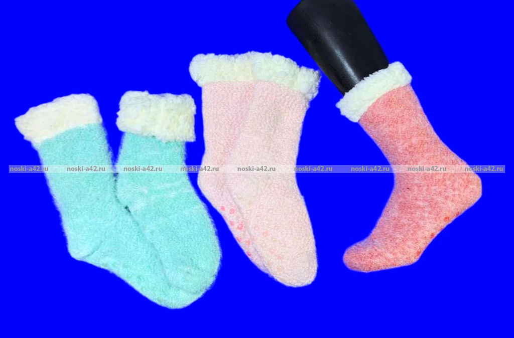 3 ПАРЫ - Носки женские с "тормозами" внутри с мехом