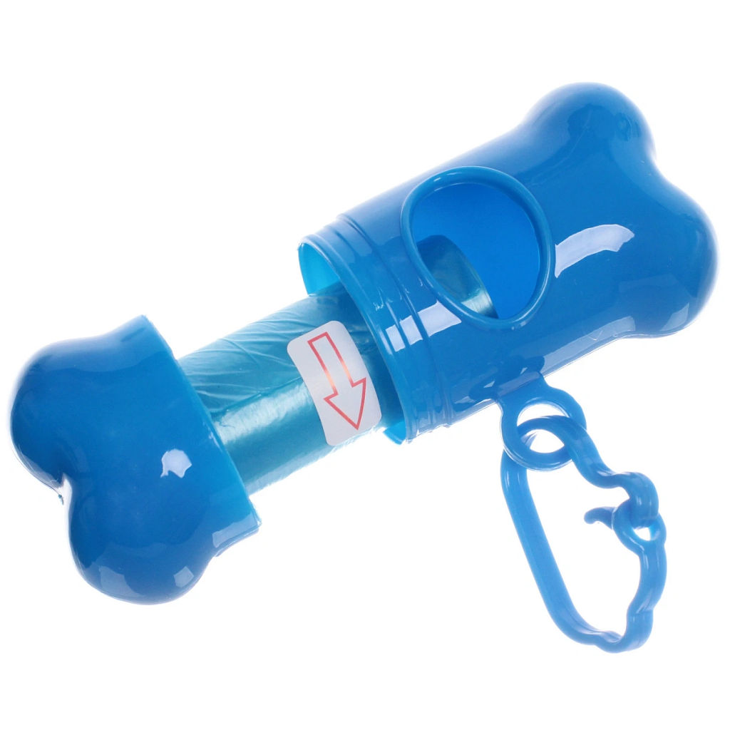 Цена за 6 шт. Контейнер с пакетами для уборки за собакой с карабином,цвет голубой Ultramarine