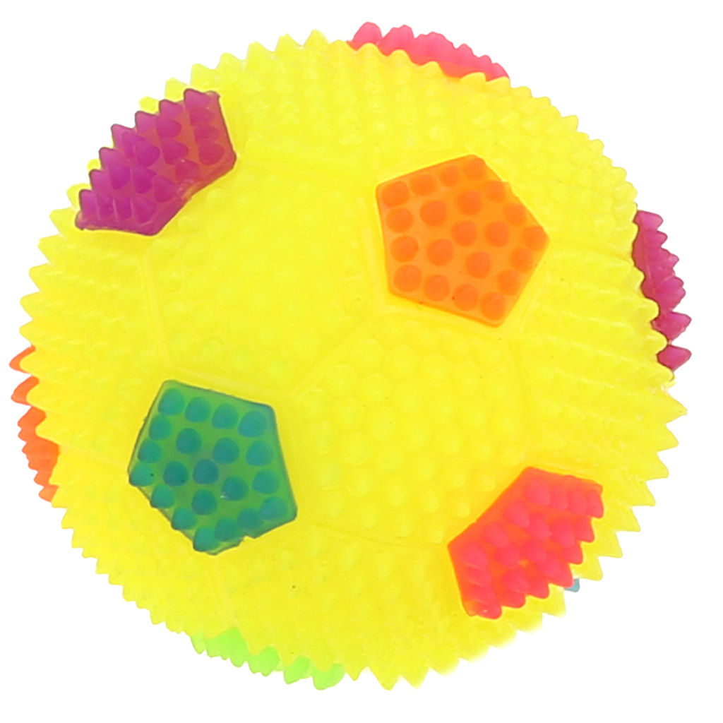 Пэт тойс (Pet toys) Игрушка для собаки Мяч-футбольный д6см h6см, ПВХ, с пищалкой, светящаяся, на картоне, цветная, цвета в ассортименте: зеленый, желтый, коралловый, фуксия (Китай)  фото 4