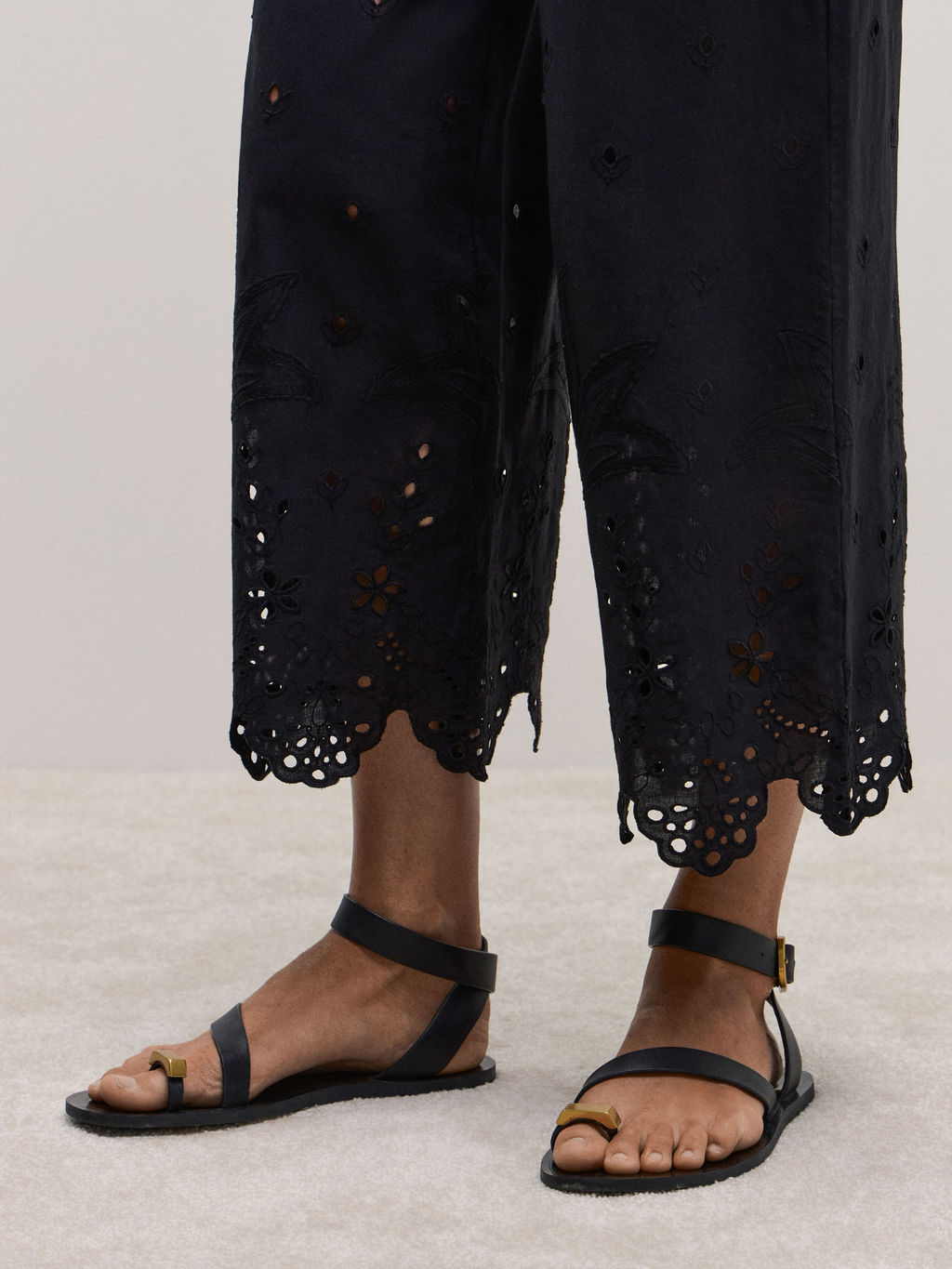 Брюки-кюлоты из хлопка с вышивкой / Zarina  фото 6