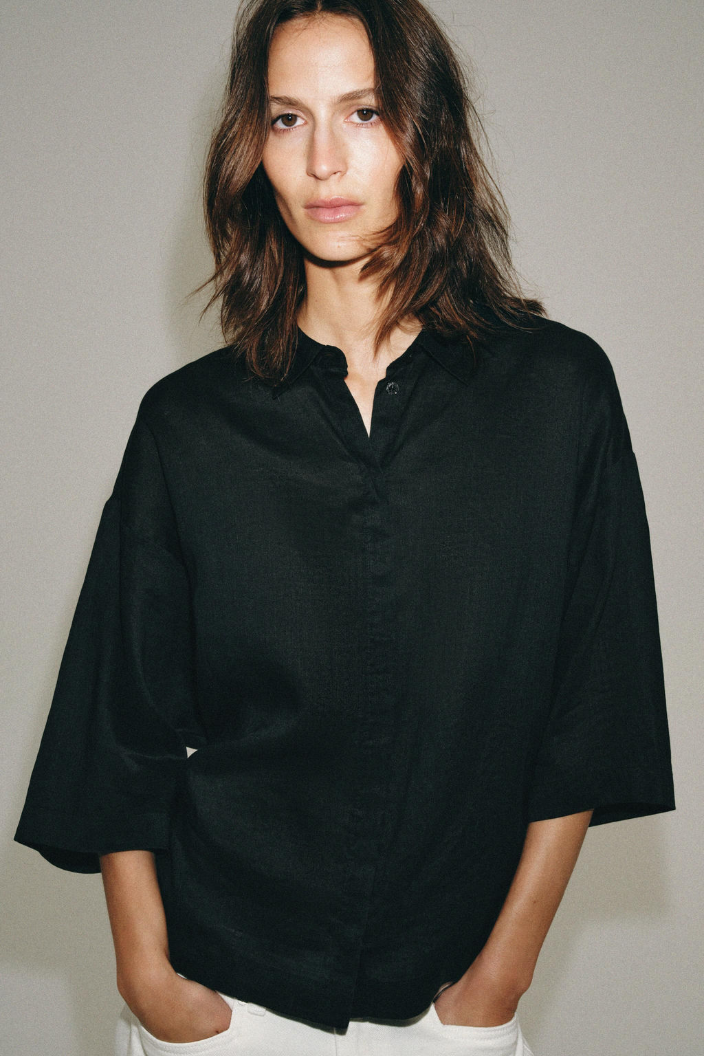 CAMISA FLUIDA OVERSIZE ZW COLLECTION / Negro
