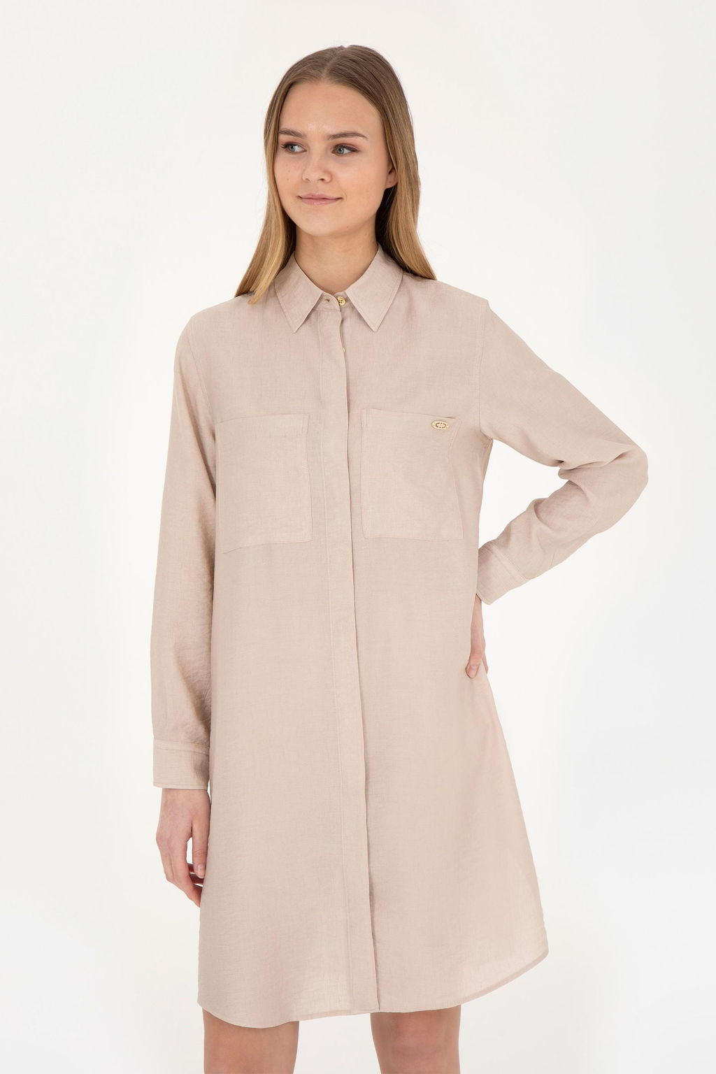 Женское тканое платье песочного цвета - U.s. polo assn фото 11