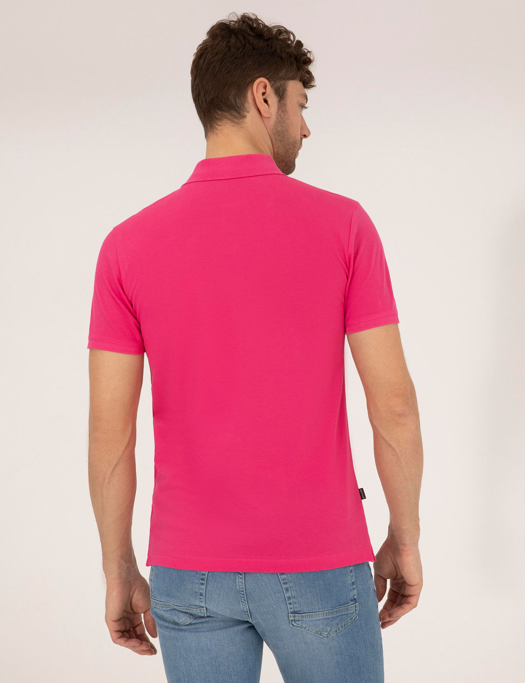 Pembe Slim Fit Polo Yaka Basic Ti__rt