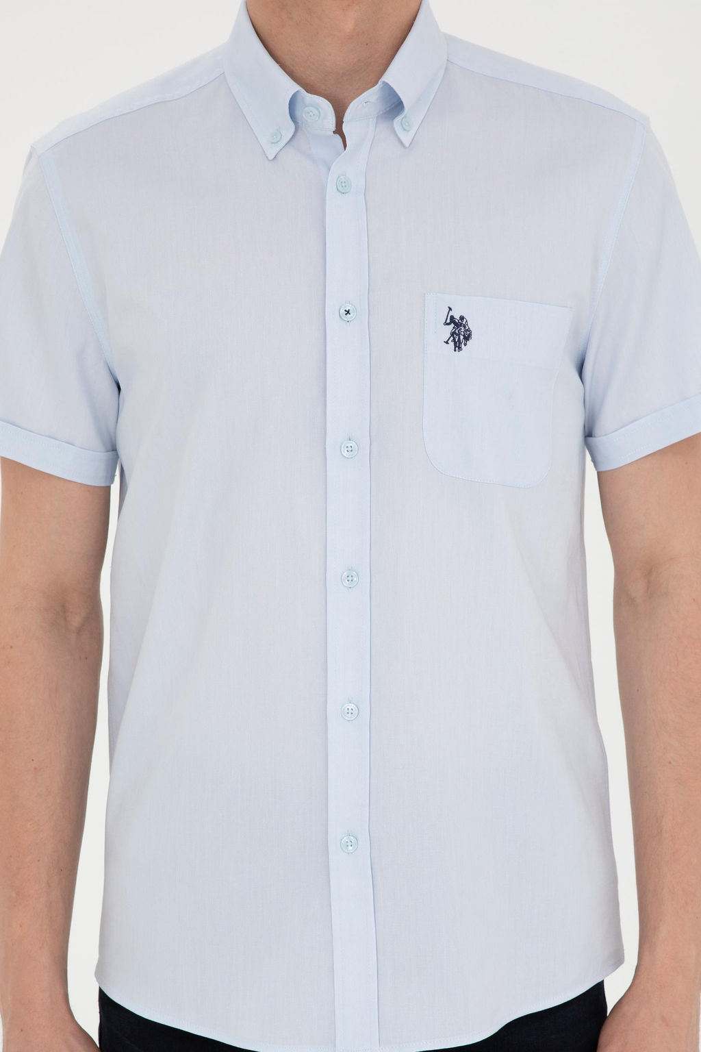 U. S. Polo Assn / Мужская голубая рубашка с коротким рукавом - U.s. polo assn фото 13