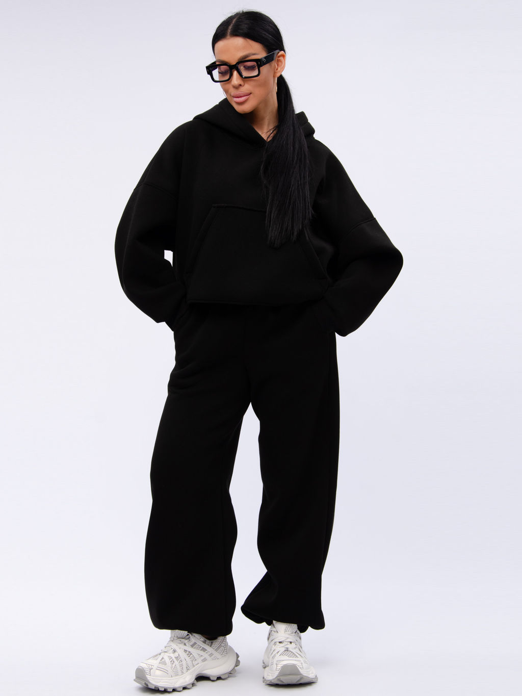 Джоггеры "БЖ-46" чёрные, футер 3-х нитка начес