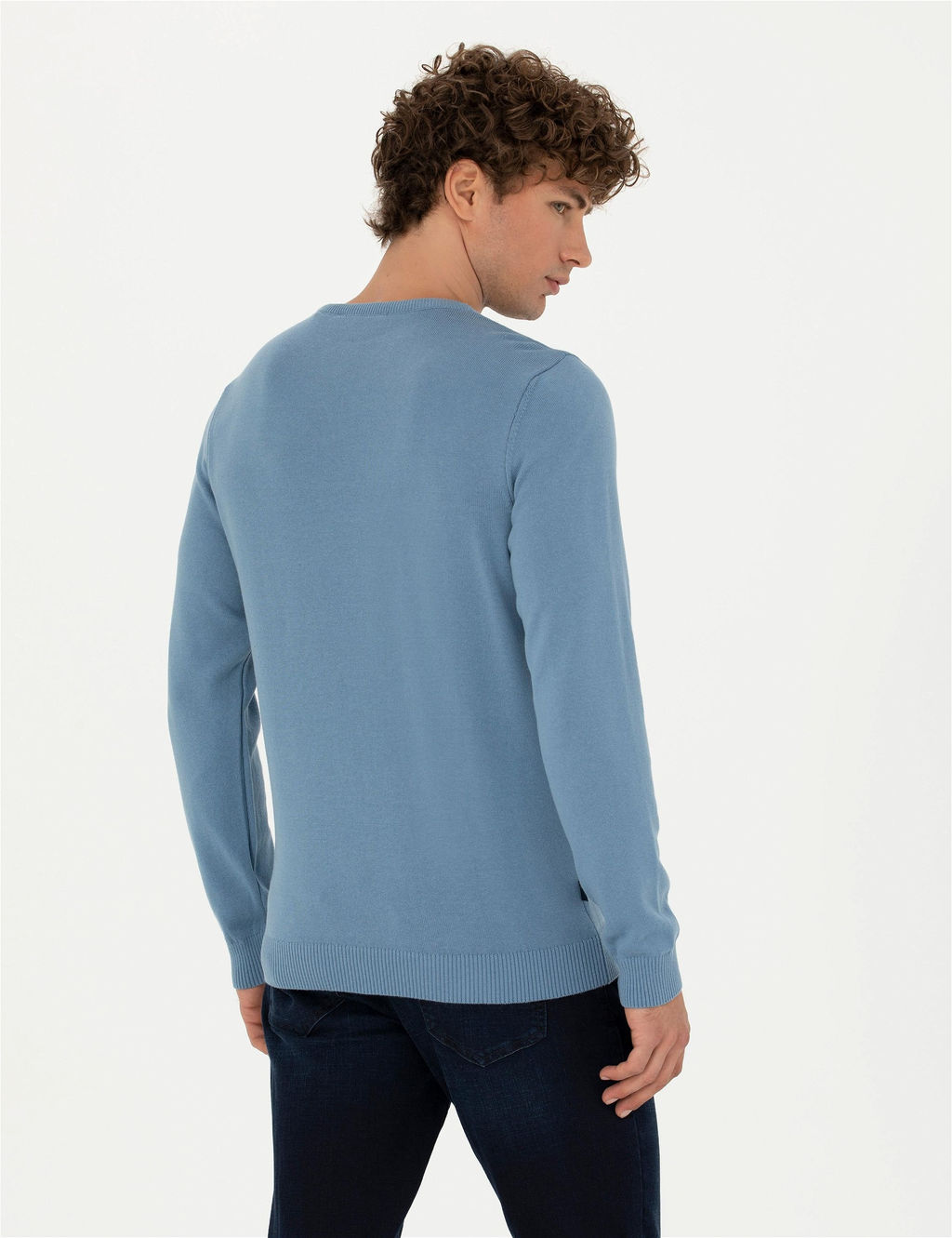 Koyu Mavi Slim Fit Bisiklet Yaka Basic Triko Kazak - Pierre cardin фото 5