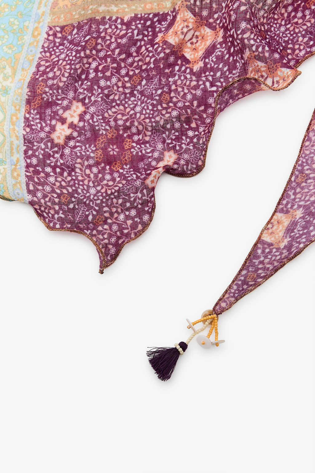 PRINTED BEADED POM-POM BANDANA - Zara фото 3