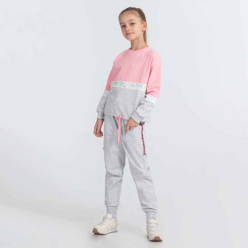 CRB wear/CWJG 70117-11-292 Брюки для девочки, светло-серый меланж/Ex.Cherubino  фото 2