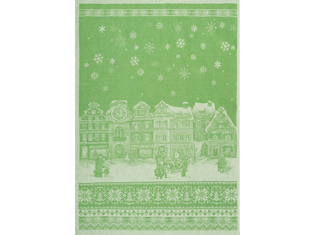 07с-39ЯК 50*70 Полотенце "Зимний город" цв. зеленый