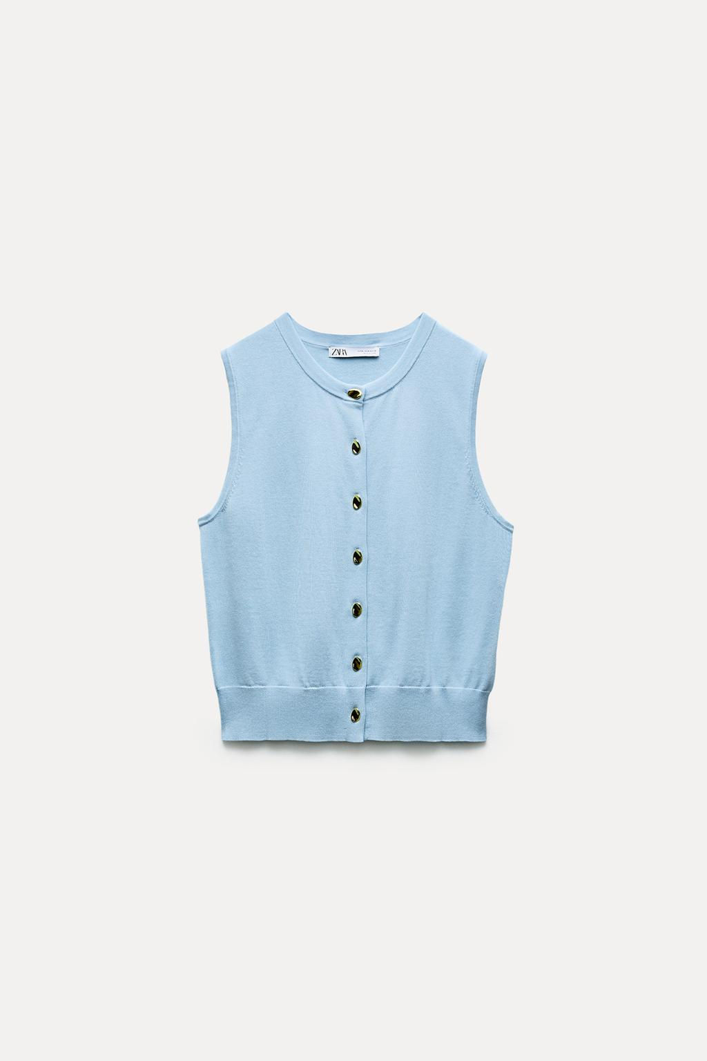 PLAIN KNIT TOP WITH GOLDEN BUTTONS - Zara фото 12