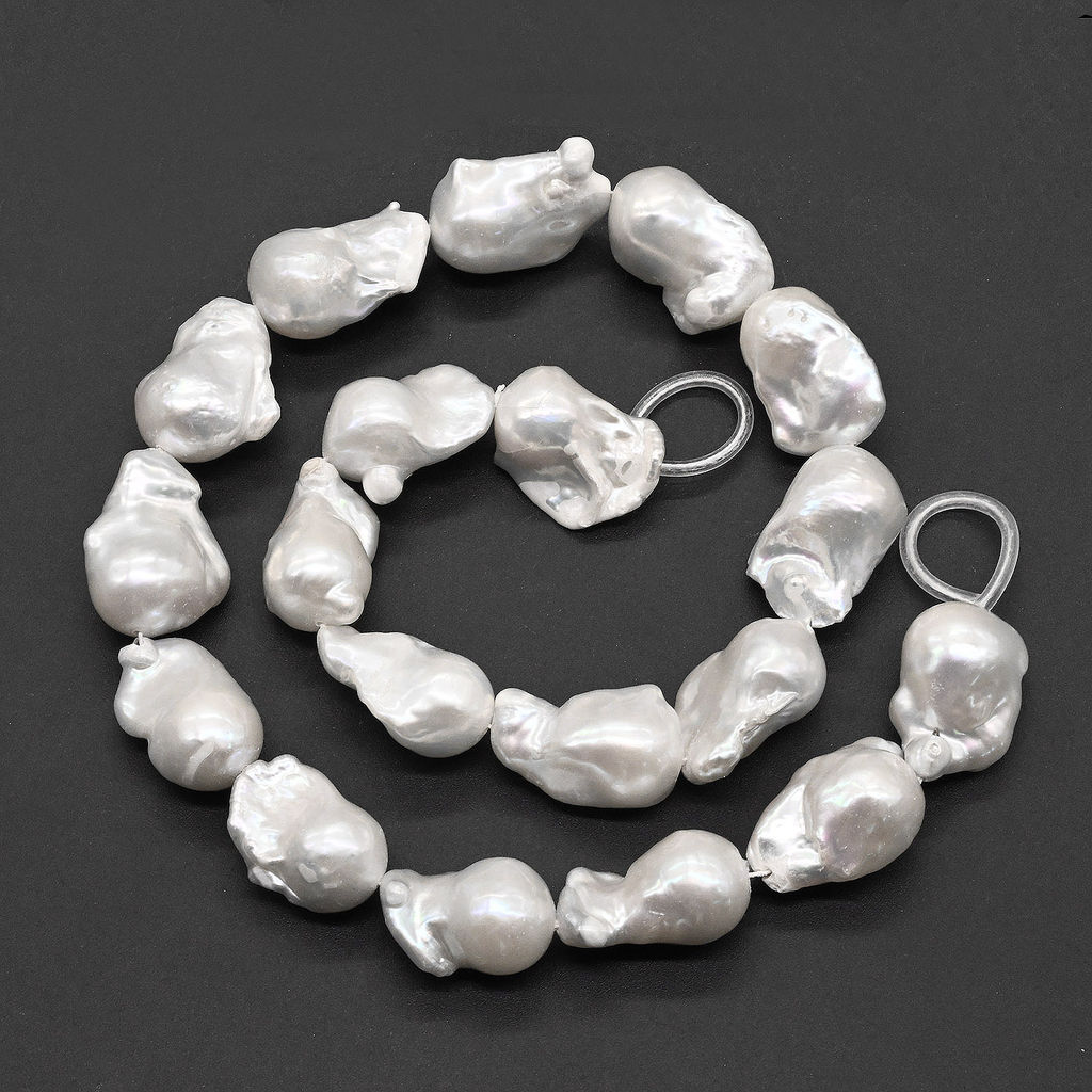 Бусины из жемчуга барокко 15*25мм цвет белый, 40см, 19 бусин Радуга камня