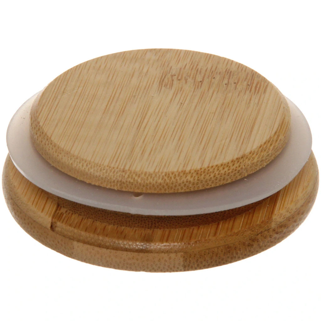 Цена за 2 шт. Банка для продуктов стеклянная 250мл "Хай-Тек" с бамбуковой крышкой 6,5*10см