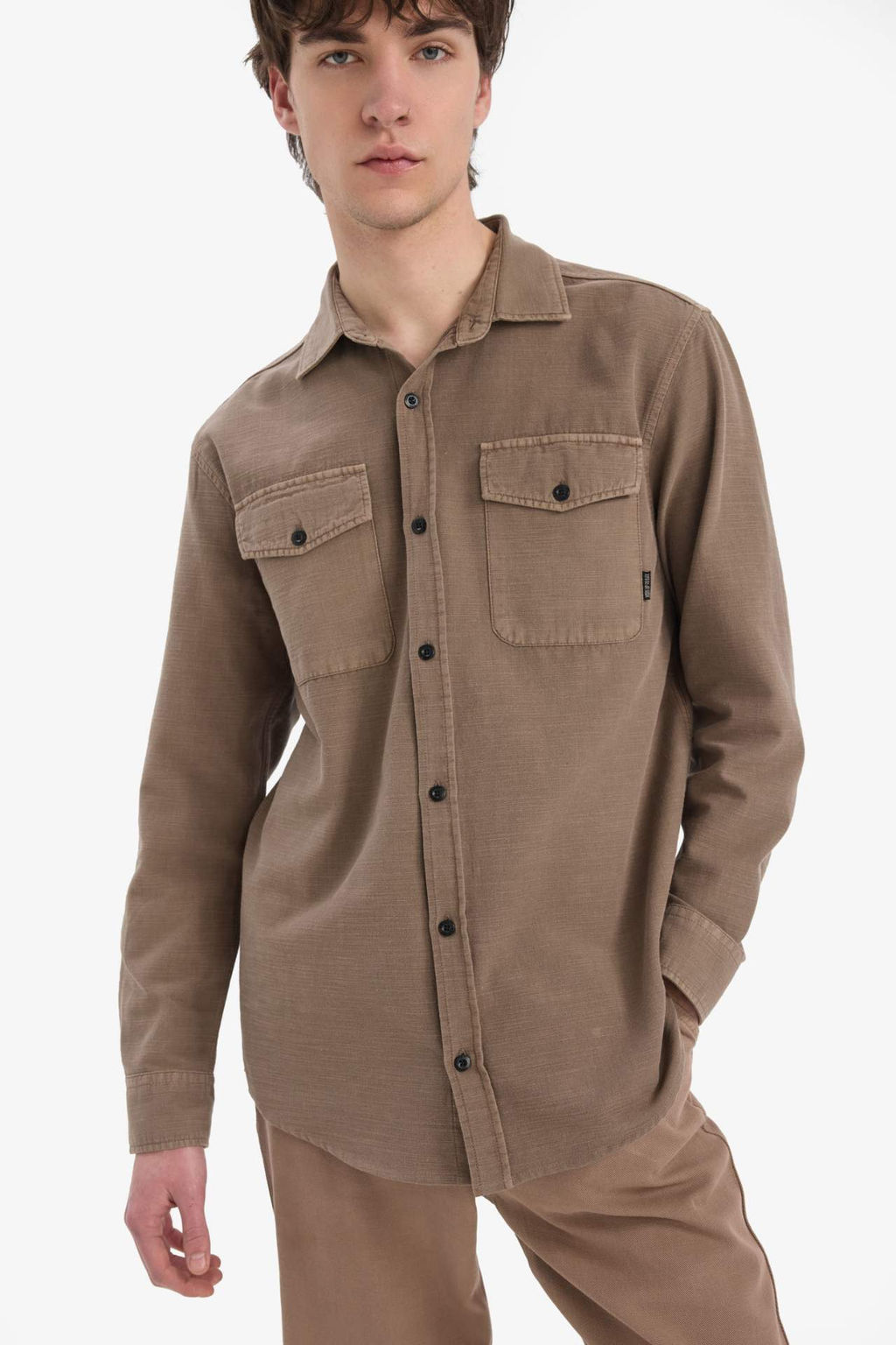 Regular Fit Polo Yaka Basic Duz Pamuklu Uzun Kollu Gomlek - Defacto фото 9