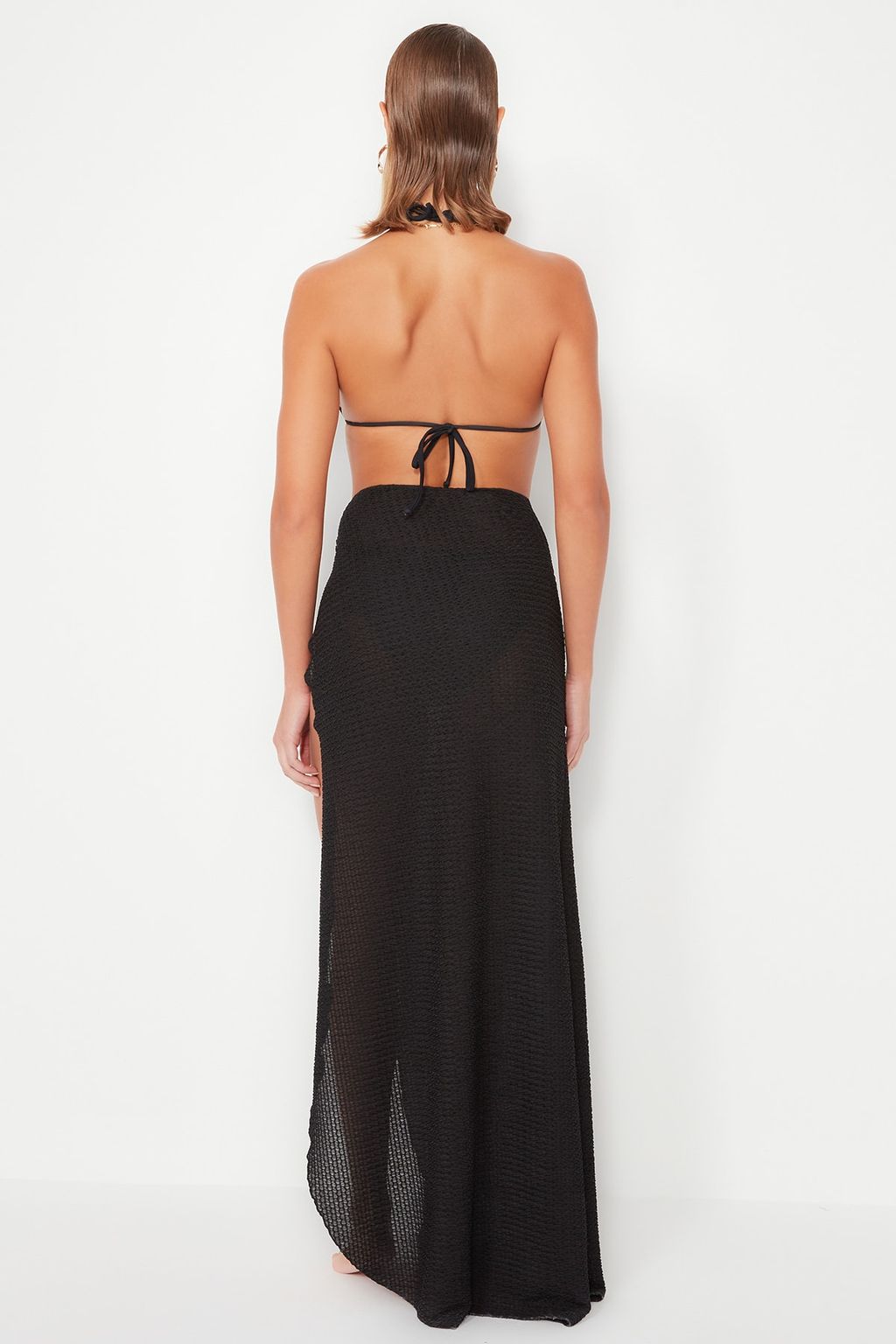 TRENDYOLMILLA Siyah Maxi Dokuma Aksesuarl? Plaj Etegi TBESS23ET00015  фото 5
