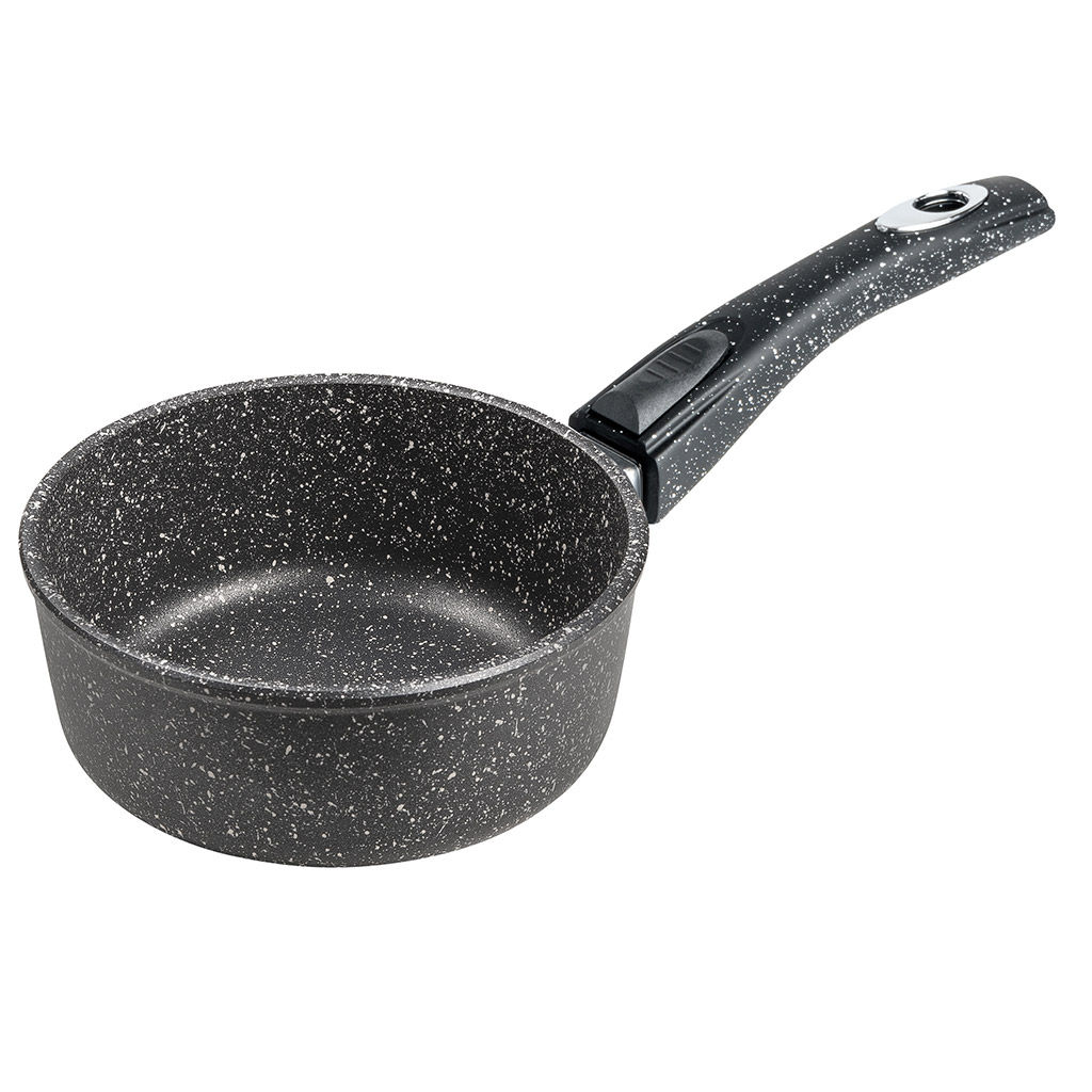 Ковш с тефлоновым покрытием 1,0л, д16см Гранит, h7см, s0,4см, съемная ручка из термостойкого пластика (Россия)