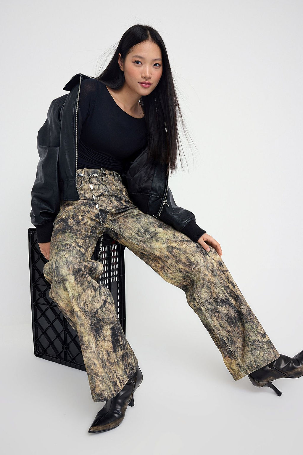 Teen Cok Renkli Desenli Yuksek Bel Wide Leg Jeans TWOAW26JE00152 - Trendyolmilla фото 2