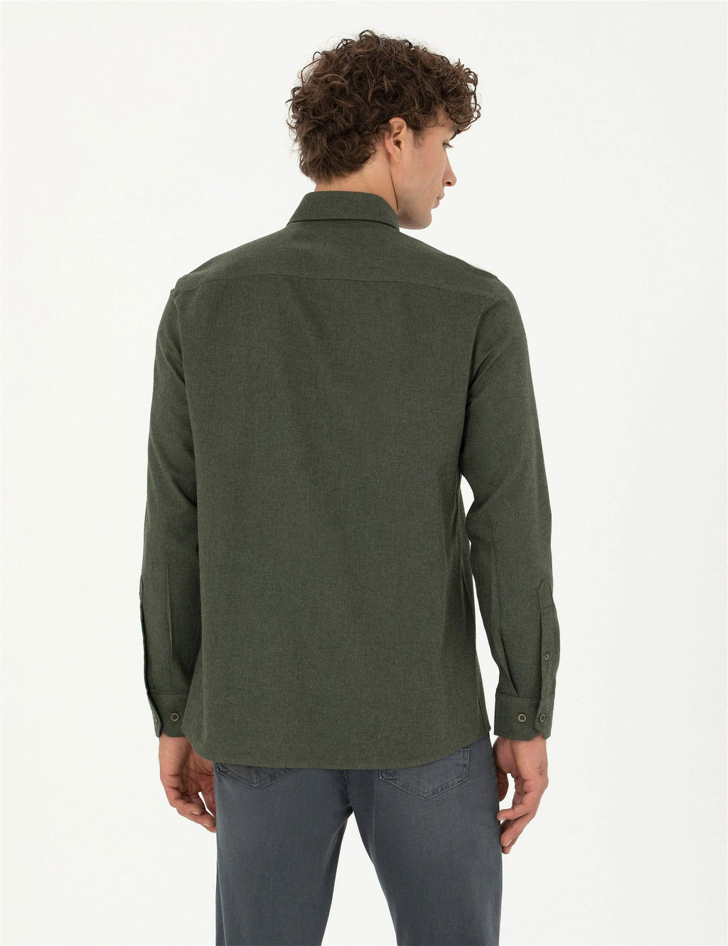 Haki Regular Fit Uzun Kollu G_mlek - Pierre cardin фото 5