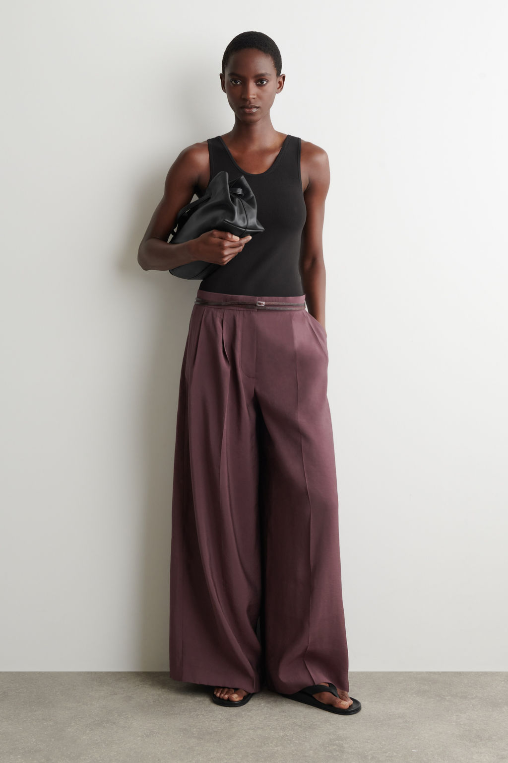 PANTAL?N WIDE LEG DE MODAL PINZAS