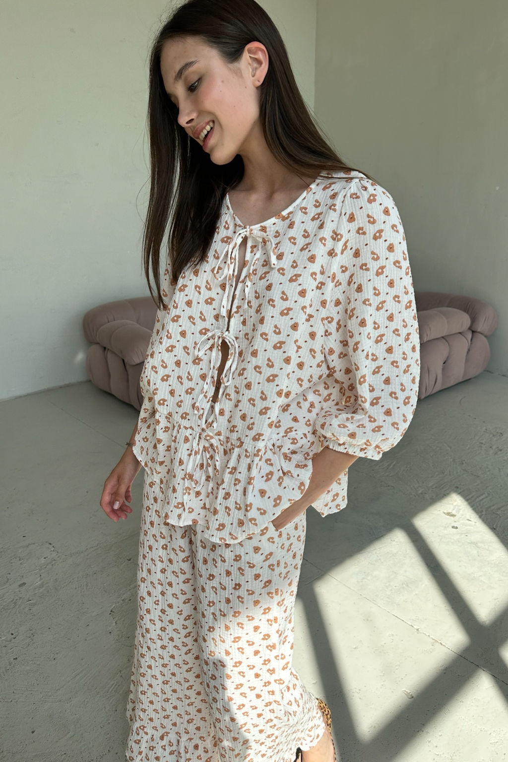 Костюм муслин SET070/05/Белый, бежевый