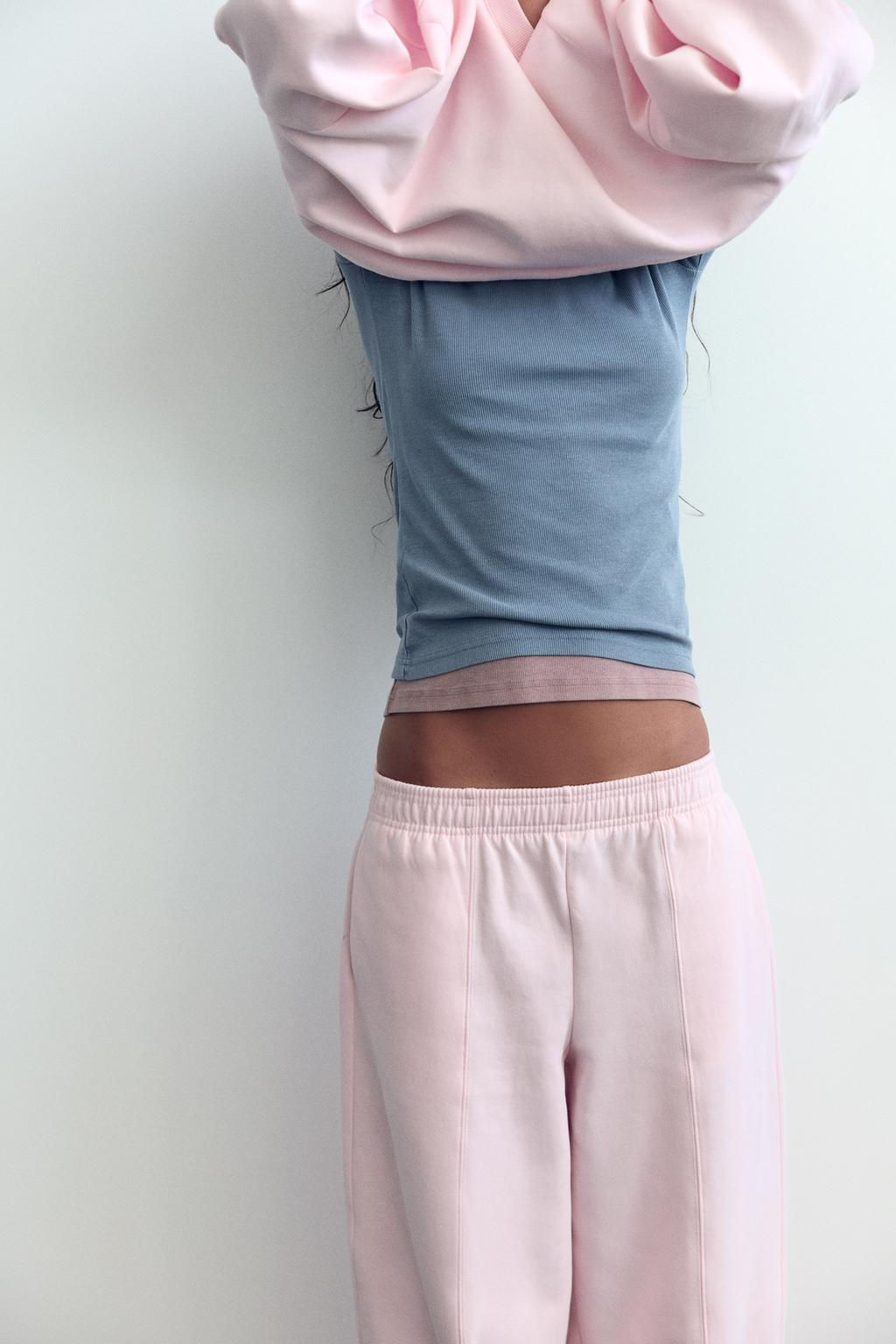 LONG SLEEVE WASHED EFFECT RIBBED T-SHIRT - Zara фото 6