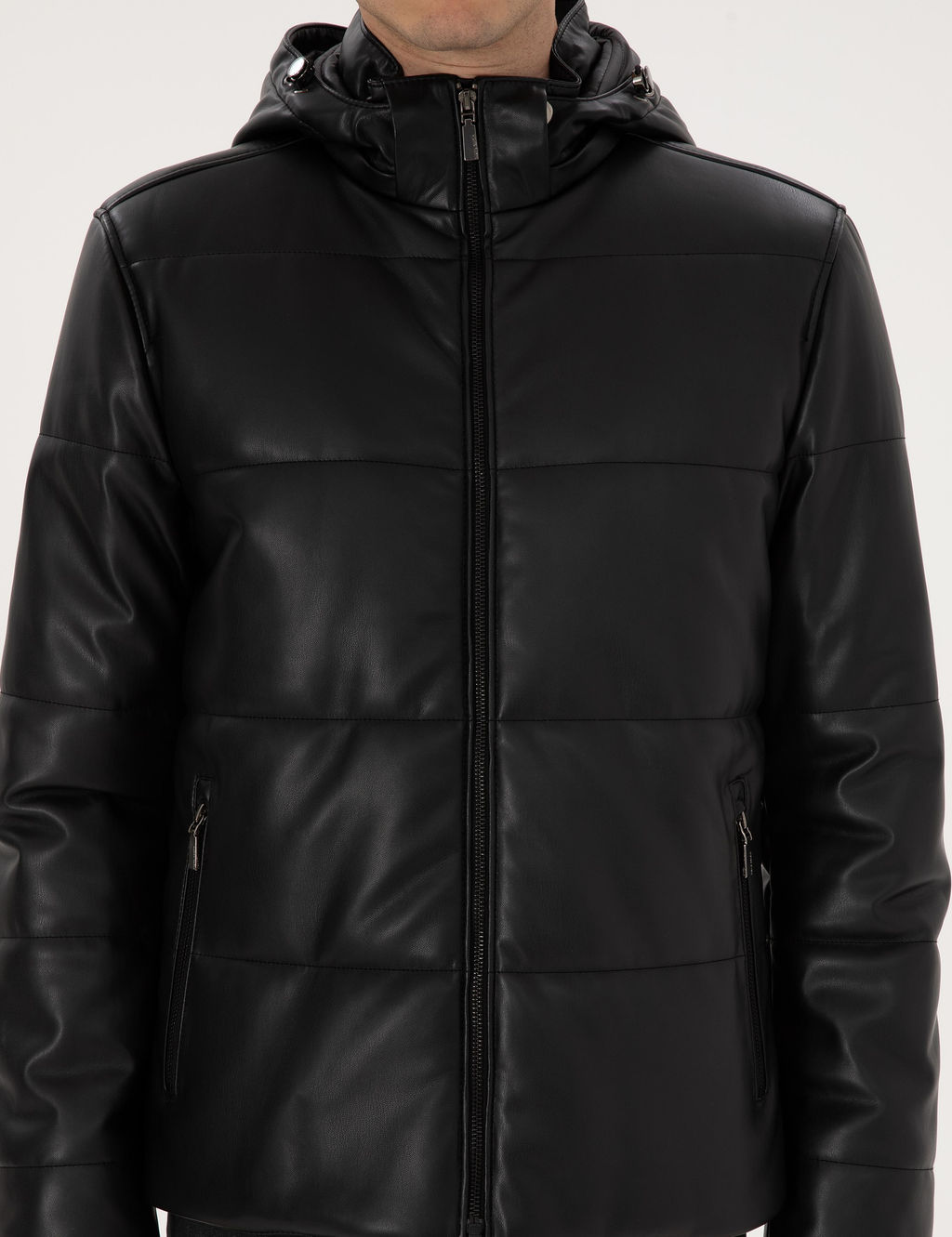 Siyah Kap__onlu Suni Deri Ceket - Pierre cardin фото 7