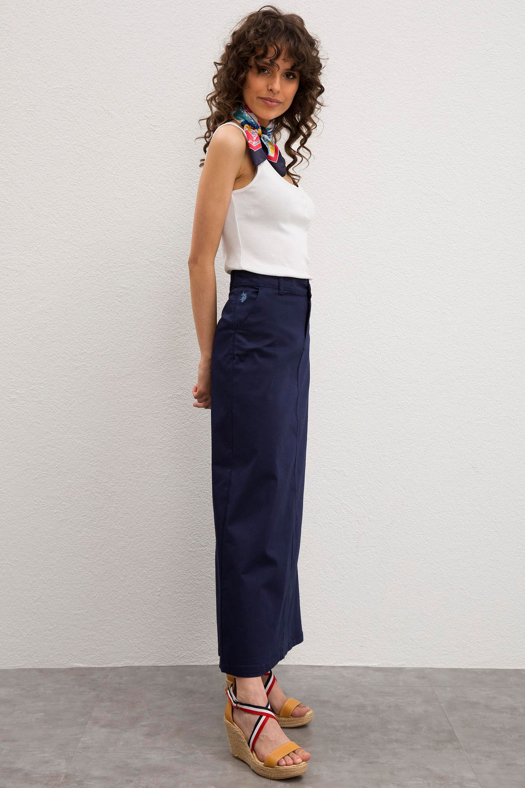 Женская темно-синяя тканая юбка Неожиданная скидка в корзине - U.s. polo assn фото 3