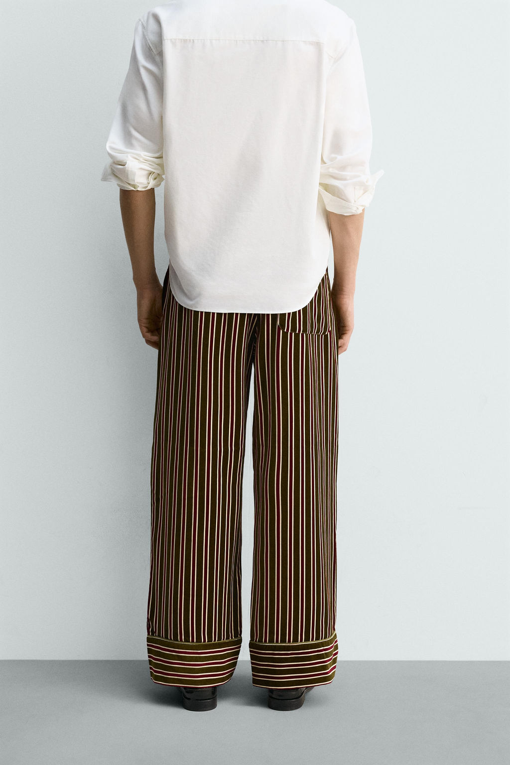 LIMITED EDITION VELVET CONTRAST STRIPED TROUSERS - Zara фото 3