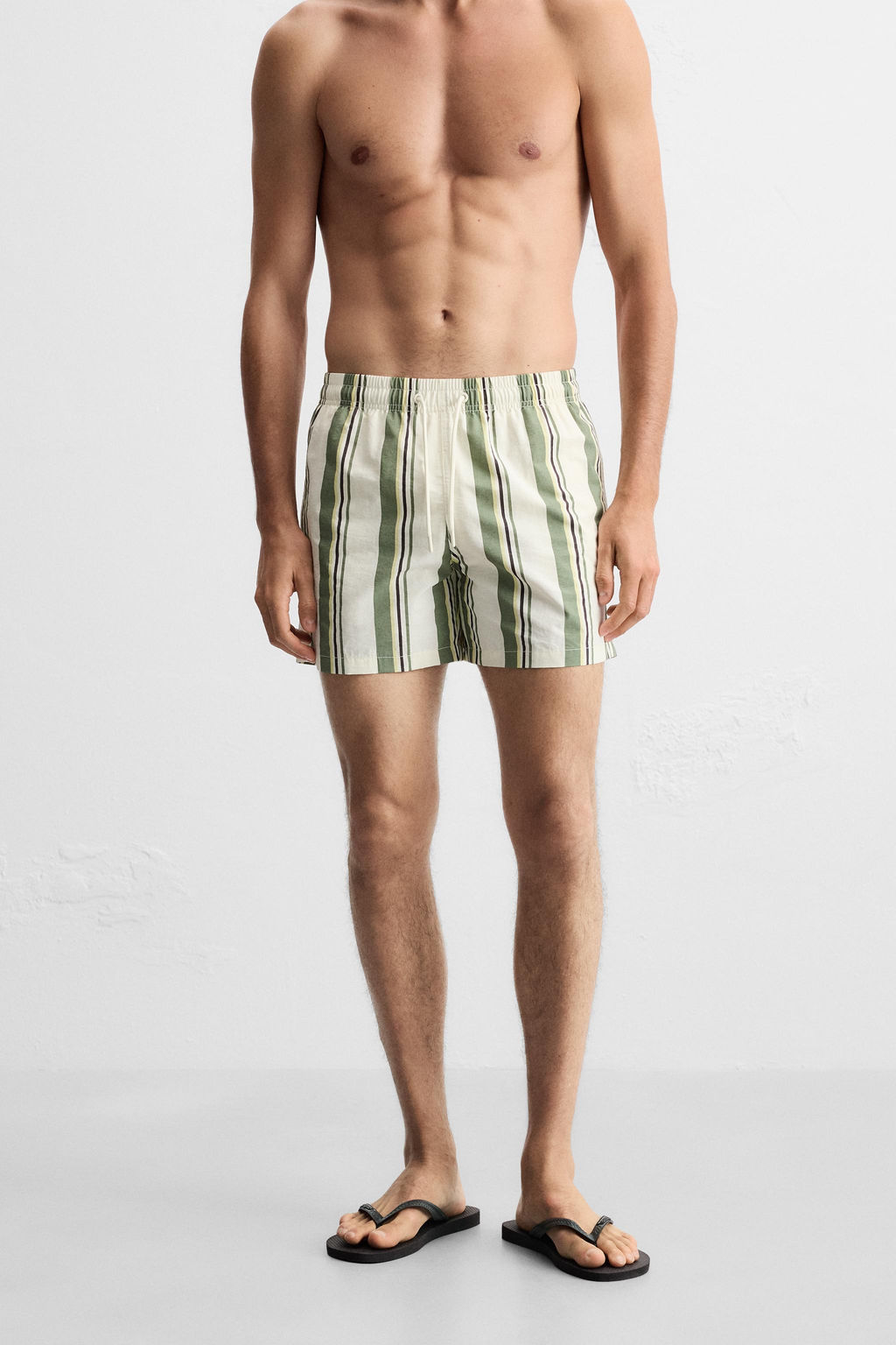 STRIPED MID-LENGTH SWIMMING TRUNKS - Zara фото 3