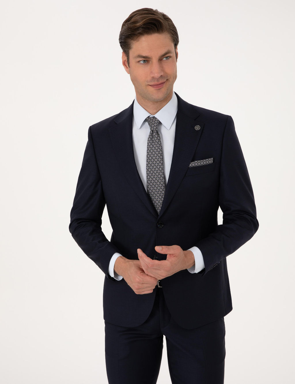 Lacivert Slim Fit Tak_m Elbise