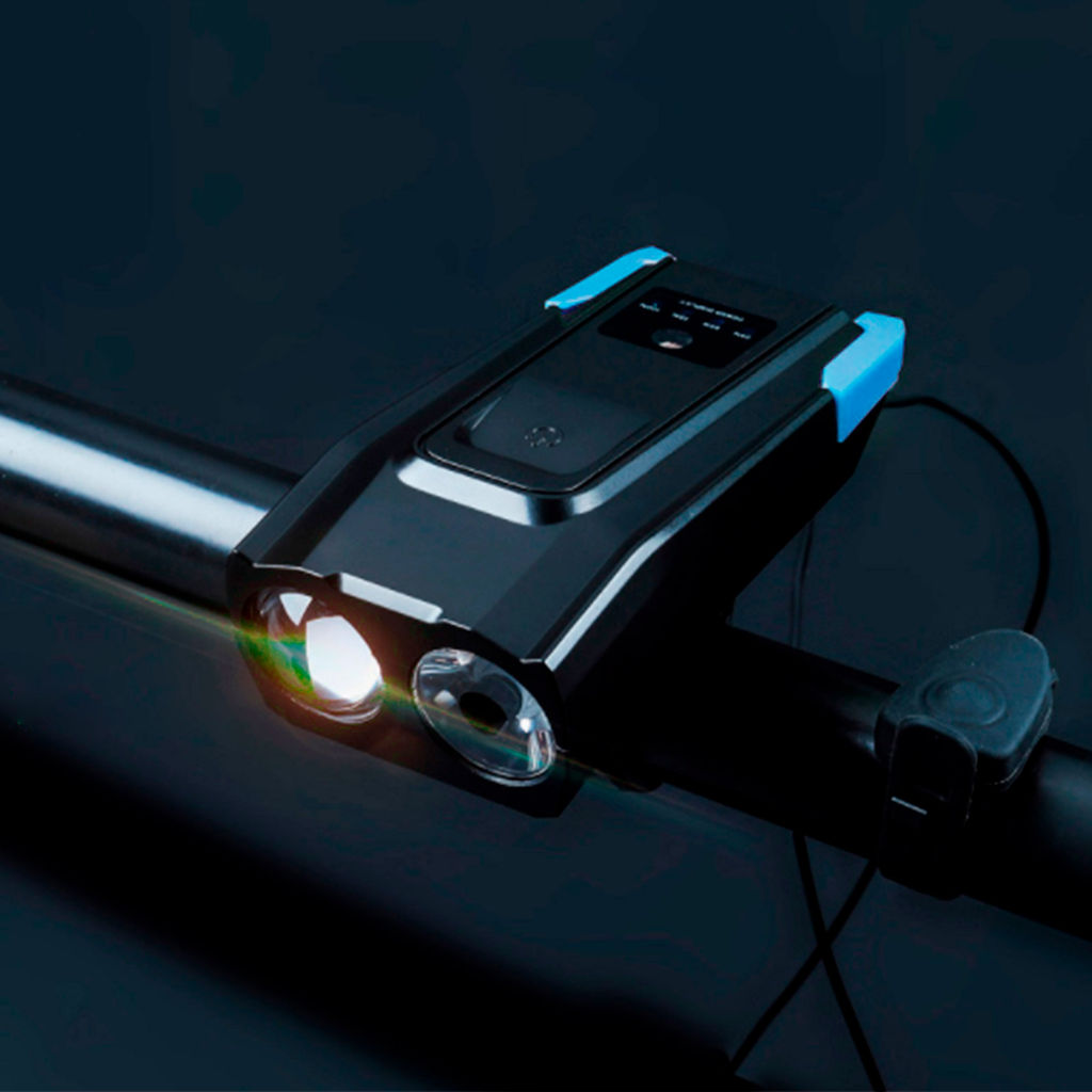 Фонарь передний интеллектуальный COMIRON SMART2 корпус: ABS, свет: LED T6, 800lm, 2000 mAh, 5 режимов, USB-micro, пульт ДУ, звонок, синий/уп 40/ - ГалеонТрейд фото 9
