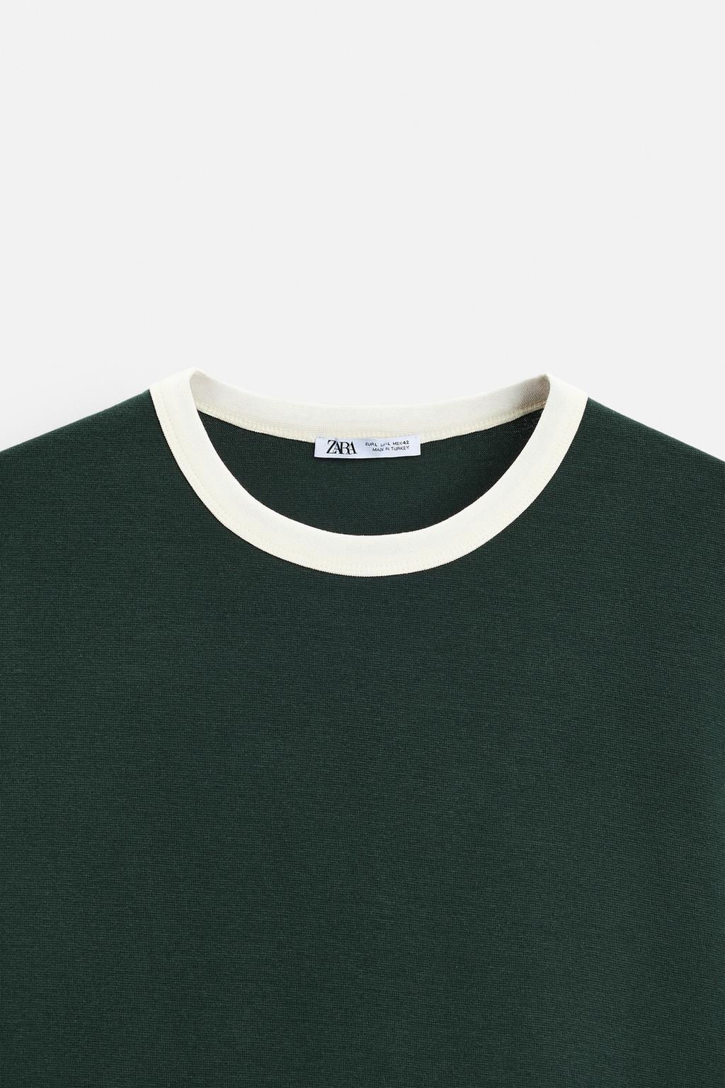 BASIC CONTRAST RIB T-SHIRT - Zara фото 24