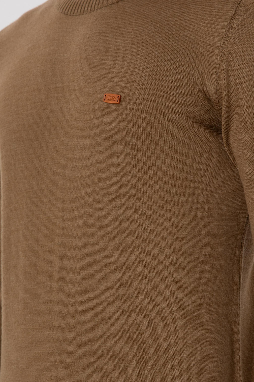 Erkek Slim Fit Bisiklet Yaka Haki Melanj Kazak - U.s. polo assn фото 7