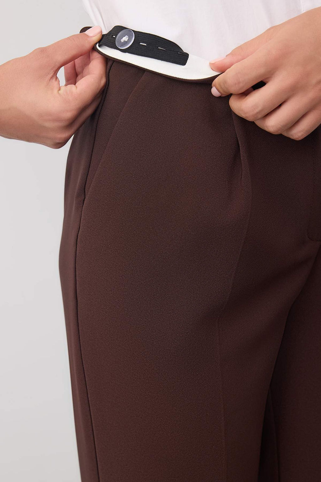 Wardrobe Essentials Koyu Kahverengi Icten Bel Ayarlamal? Genis Paca Pantolon | TWOAW26PL00028