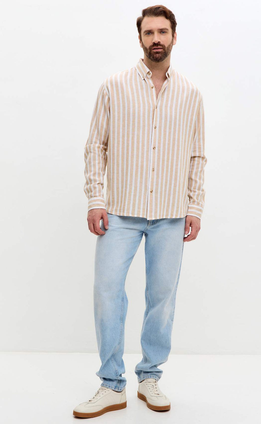 Рубашка д/р лен F611-0483 beige stripes - Fine joyce фото 9