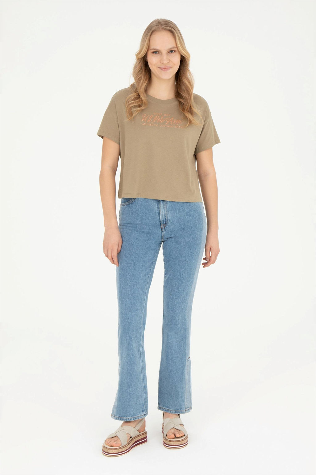 Женская футболка цвета хаки - U.s. polo assn фото 4