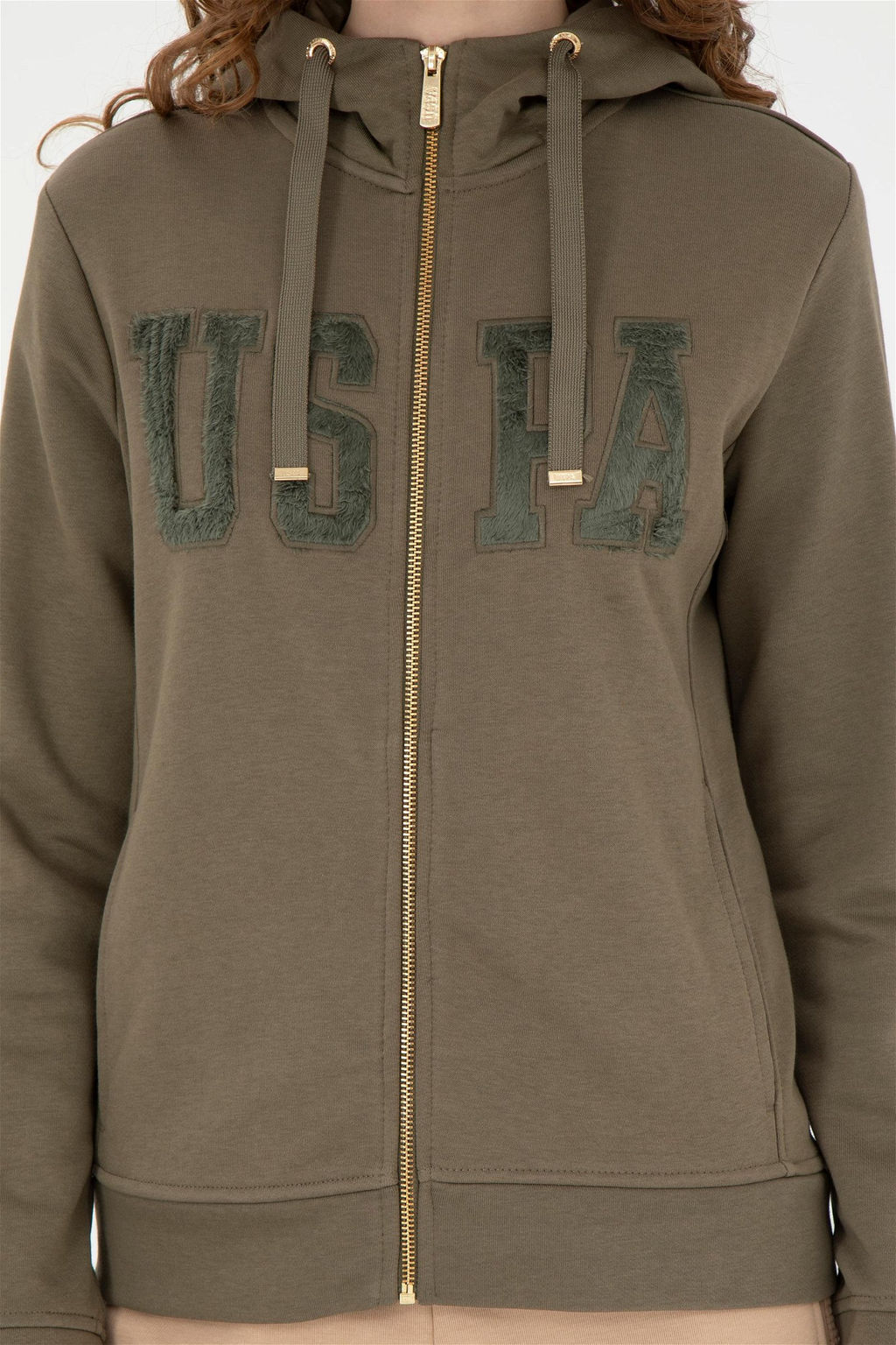 Женский базовый свитшот цвета хаки Неожиданная скидка в корзине - U.s. polo assn фото 6