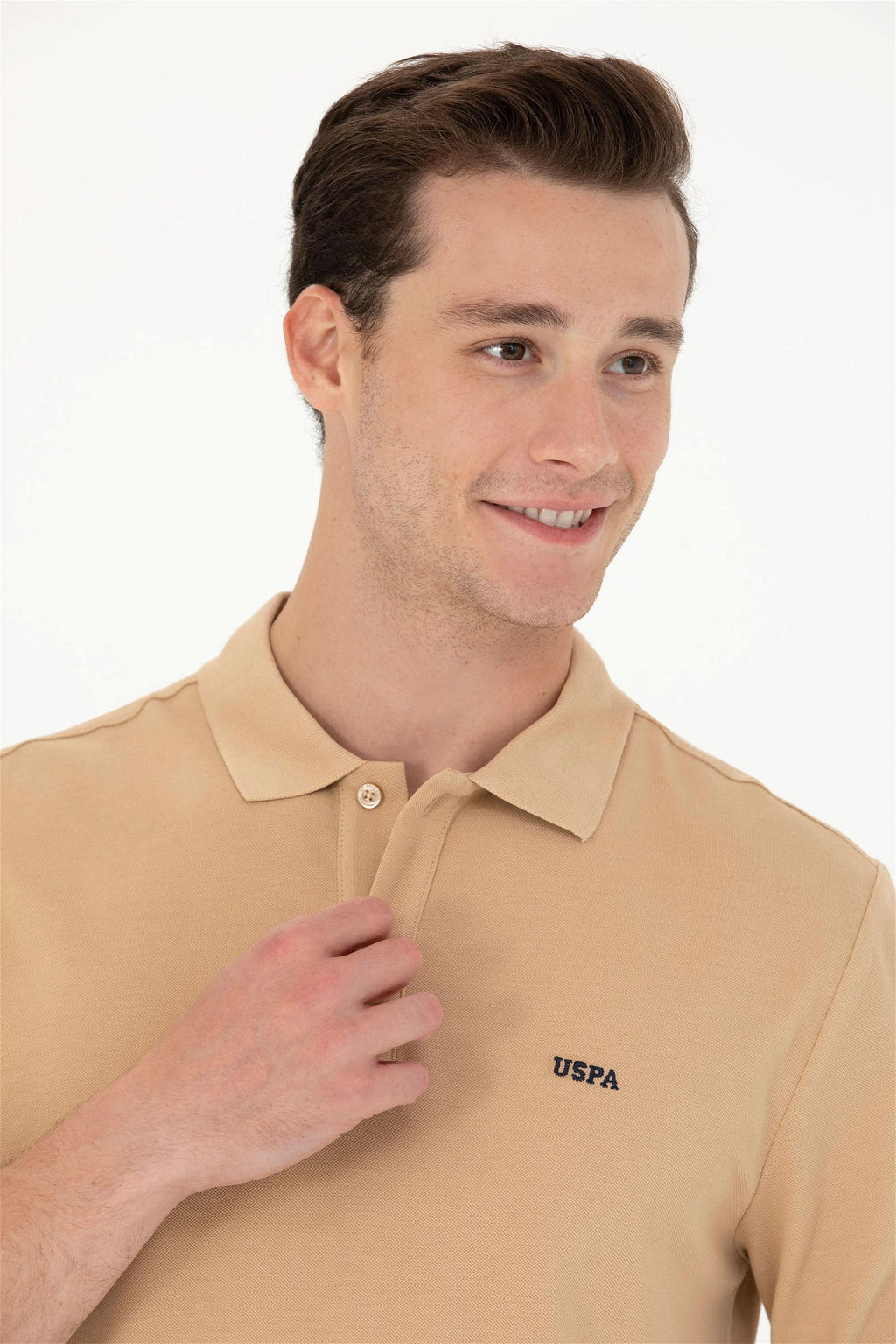 U. S. Polo Assn Мужская базовая толстовка с воротником-поло песочного цвета - U.s. polo assn фото 2