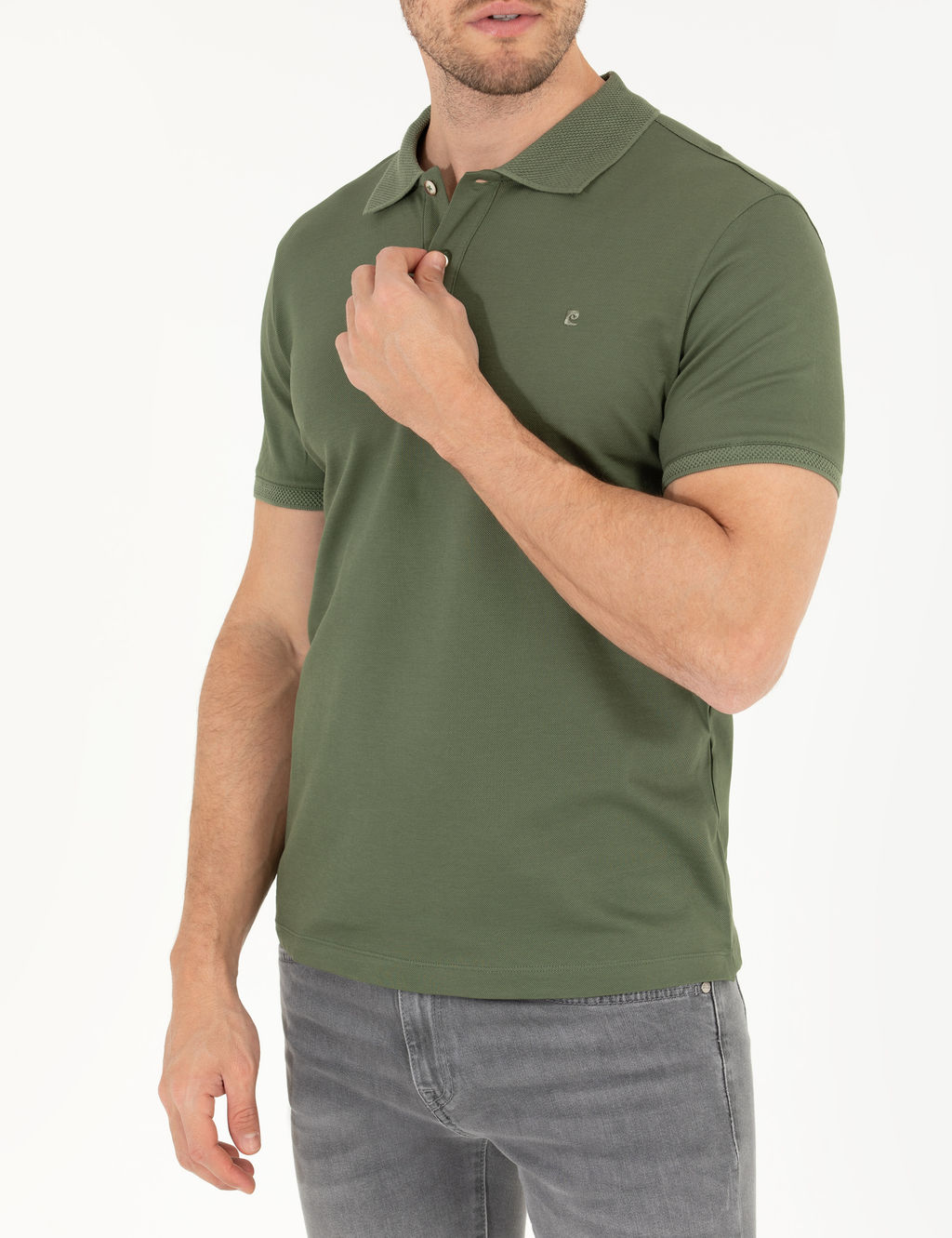 Haki Slim Fit Polo Yaka Merserize Ti__rt