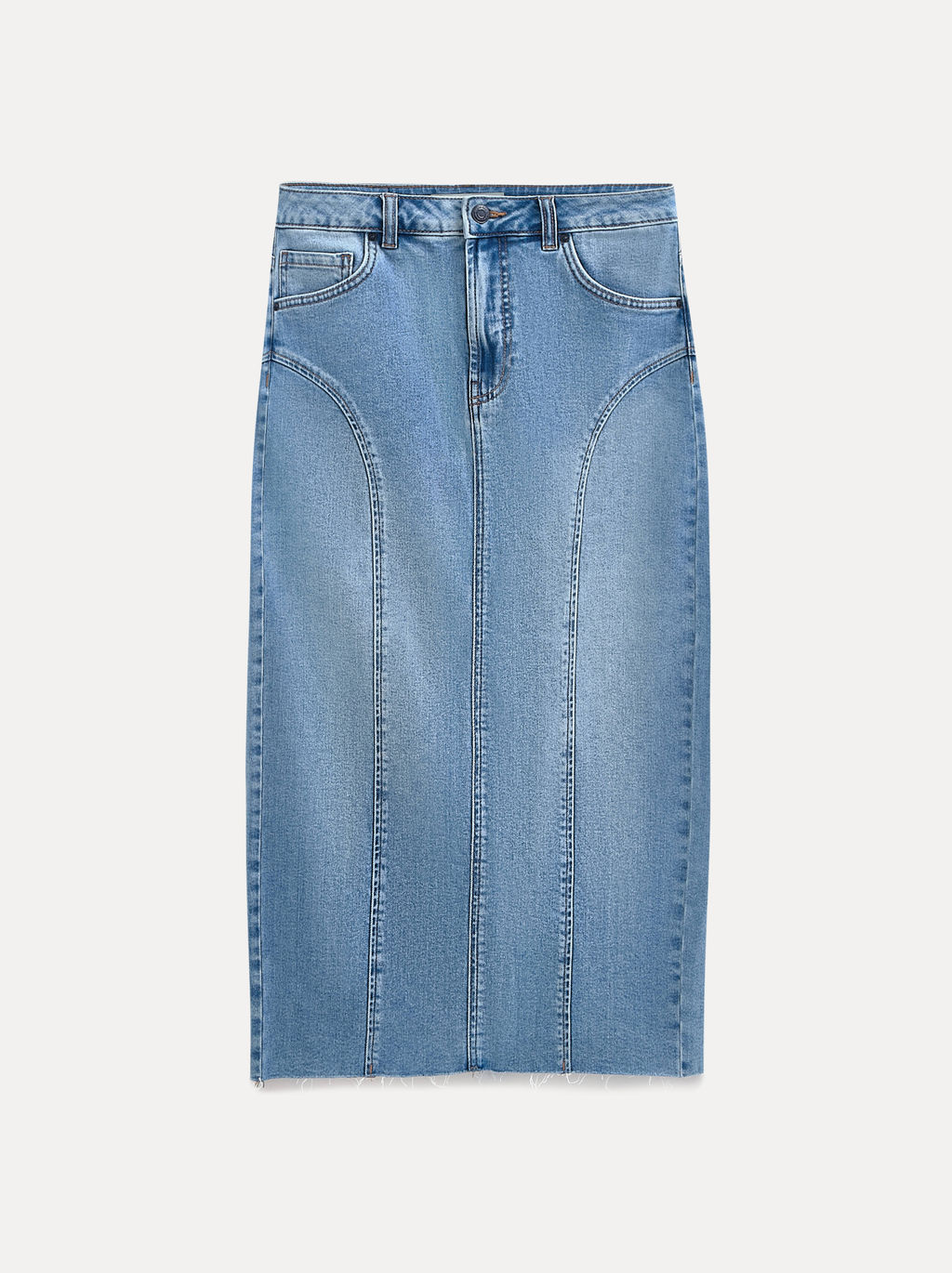 CONTE CON-804 Джинсовая юбка-midi с дугообразными вытачками light blue - Conte elegant фото 7