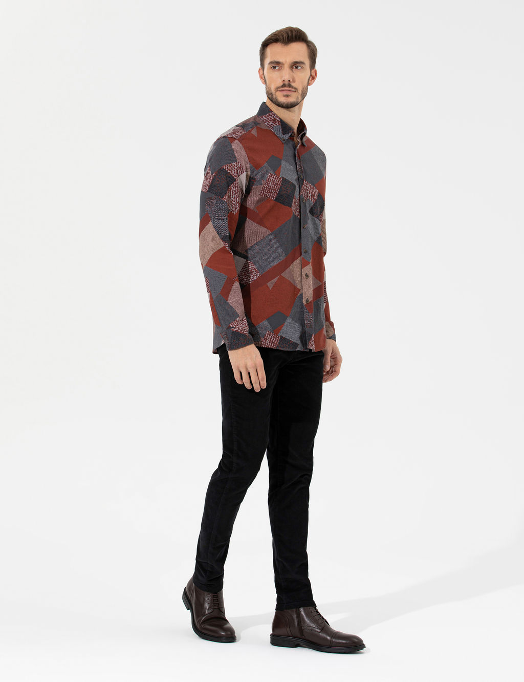 Siyah Slim Fit Kadife Kanvas Pantolon