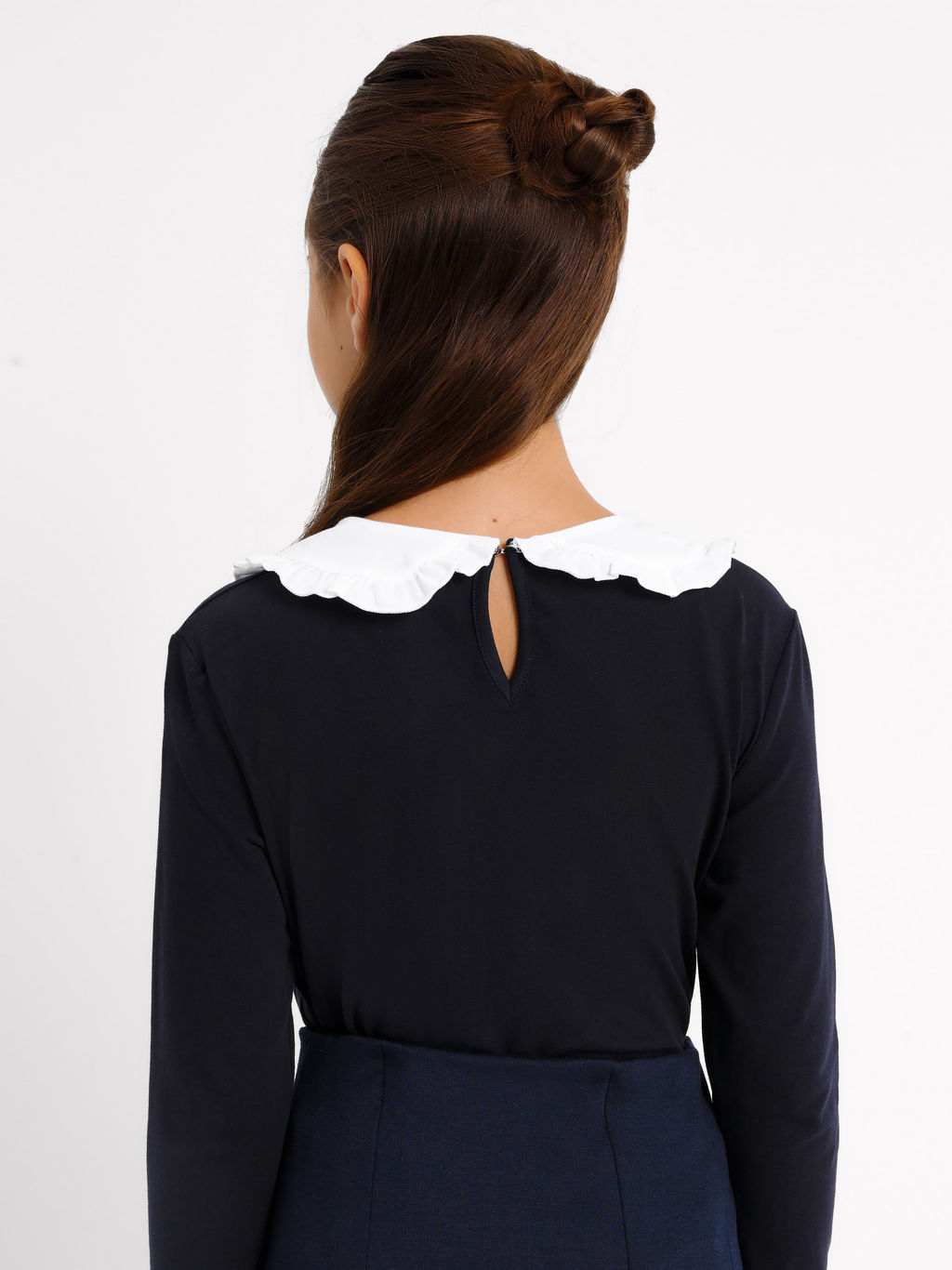 Темно-синий джемпер для девочек с белым воротничком - Mark formelle фото 3